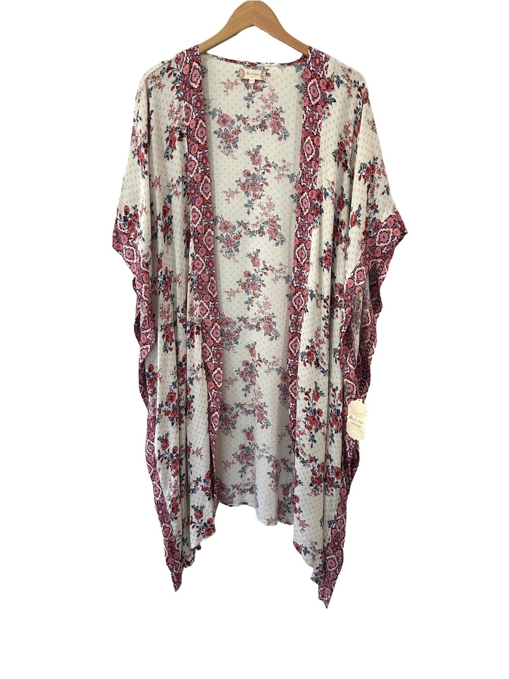 Altar'd State Kimono M cream multicolor side tie floral print lightweight NWT